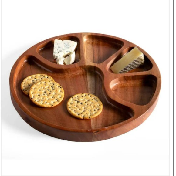 Viva Terra Other - Carved Acacia Wood Divided Serving Tray